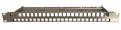 Panneau de brassage, 19 pouces, nu, pour connecteurs RJ45 Keystone, blindés ou UTP, support arrière, deux étages, Excel
