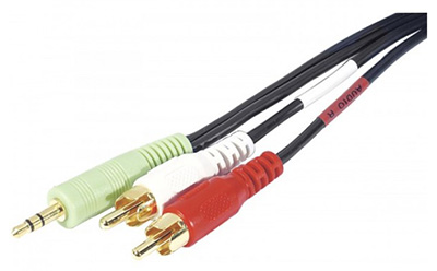 Câble Jack 3,52 mm Stéréo / 2 x RCA, PC99, Or, TLC