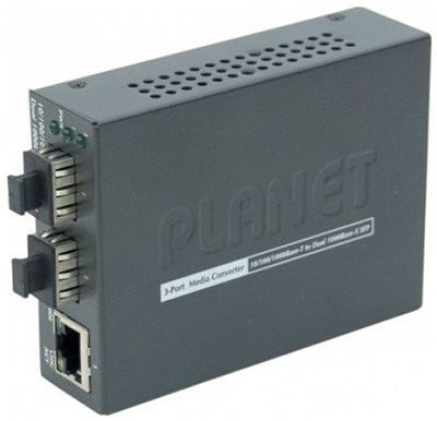 Convertisseur RJ45 Gigabit Ethernet / 2 x SFP (mini-GBIC), Multimode ou Monomode, GT-1205A, Planet