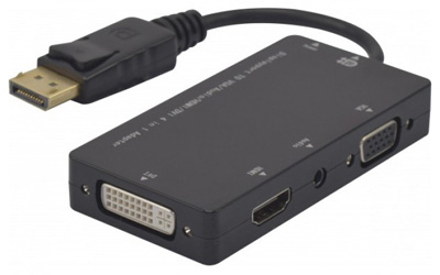 Adaptateur DisplayPort mâle vers VGA + Jack 3.5 femelle (et HDMI, DVI), actif, TLC