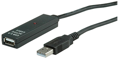 Rallonge USB 2.0 active, grande longueur (30 mètres), 1 port, Value