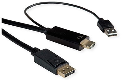 Câble HDMI mâle vers DisplayPort femelle, 1.2, actif, Roline