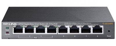 Switch Ethernet RJ45 Gigabit 10/100/1000, PoE, administrable, IGMP, fanless, 55 watts, TL-SG108PE, TP-Link