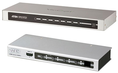Switch HDMI, 4 ou 8 entrées, boîtier métal, télécommande, VS481A, VS0801H, Aten