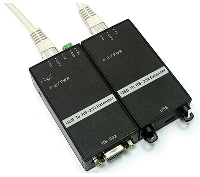 Convertisseur USB 2.0 vers RS232, via Ethernet (RJ45 ou optique), pour rail DIN, Roline