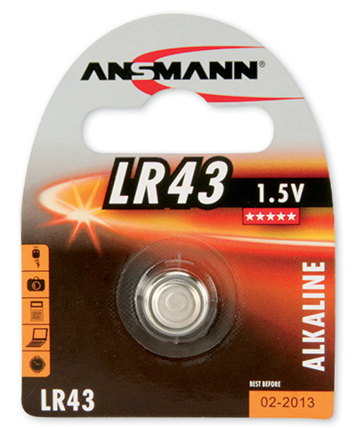 Pile bouton alcaline LR43 (AG12 / LR1142), 1,5 volt, Ansmann