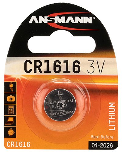 Pile bouton lithium CR1616, 3 volts, Ansmann