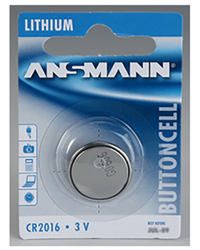 Pile bouton lithium CR2016 (5000LC), 3 volts, Ansmann