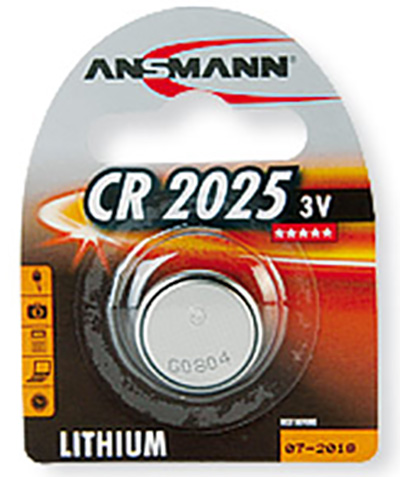 Pile bouton lithium CR2025 (5003LC), 3 volts, Ansmann