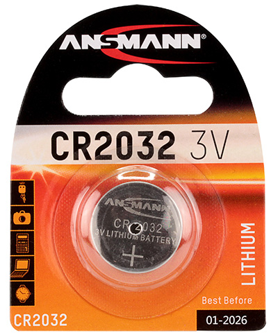 Pile bouton lithium CR2032 (5004LC), 3 volts, Ansmann