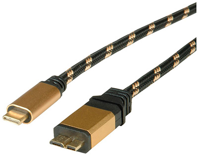 Câble USB 3.0 (3.2 Gen 1), C / Micro B, Or, Roline