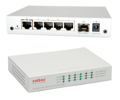 Switch Ethernet RJ45 Gigabit 10/100/1000 + 1 x SFP (mini-GBIC), administrable, Roline