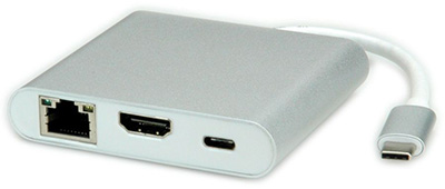 Station d'accueil USB type C, HDMI 4K, USB 3.2 Gen 1, Gigabit Ethernet, Roline