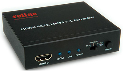 Extracteur de signal audio multicanaux sur HDMI, sorties Toslink + Jack 7.1, Roline