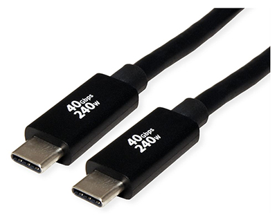 Câble USB4 (Gen 3), C mâle / C mâle, PD (Power Delivery), Emark, 240 W, Roline