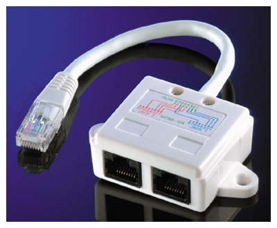 Doubleur RJ45, Ethernet + Ethernet, Cat5e, UTP, par
