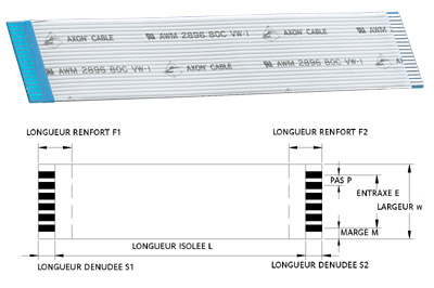Câble FFC, pas de 1 mm, longueur isolée de 150 mm, Axon