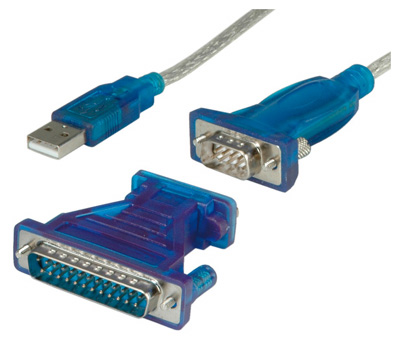 Câble convertisseur USB 2.0, A mâle / Série DB9 ou DB25 mâle