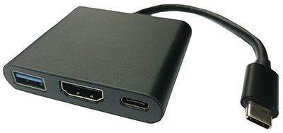 Convertisseur USB 3.1 C mâle vers HDMI femelle, avec sorties USB A et USB C