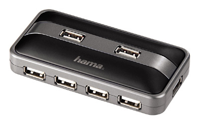 Hub USB 7 ports, dont 2 verticaux, avec alimentation, Hama