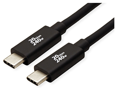 Câble USB4 (3.2 Gen 2), C mâle / C mâle, PD (Power Delivery), Emark, 240 W, Roline