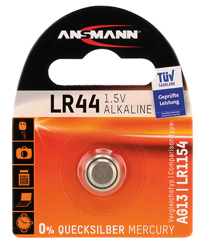 Pile bouton alcaline LR44 (AG13 / LR1154), 1,5 volt, Ansmann