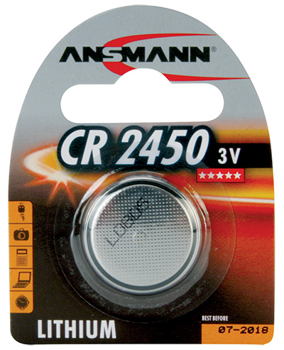 Pile bouton lithium CR2450 (5029LC), 3 volts, Ansmann