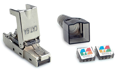 Connecteur Rj45, sans outil, cat6a, blindé, métallique, FTP,  vidéosurveillance. Dispo
