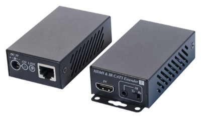 Prolongateur actif HDMI via RJ45 (deux câbles RJ45 nécessaires), par